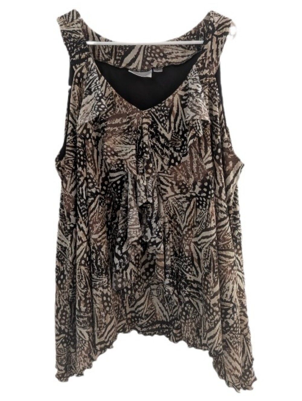 Avenue Sleeveless Ruffle Front Pattern Flowy Top 26/28